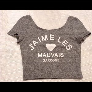 Grey Crop Top I Love Bad Boys